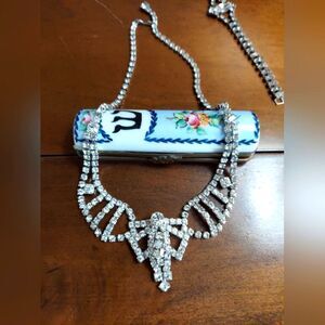 Vintage Stunning Choker Necklace Clear Vibrant  Rhinestones